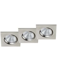 LED Spot 3 Pack - Inbouwspot - Trion Paniro - Vierkant 5W - Dimbaar - Warm Wit 3000K - Mat Nikkel - Aluminium - 80mm