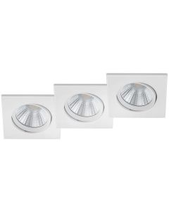 LED Spot 3 Pack - Inbouwspot - Trion Paniro - Vierkant 5W - Dimbaar - Warm Wit 3000K - Mat Wit - Aluminium - 80mm