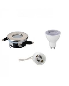 LED Spot Set - GU10 Fitting - Waterdicht IP65 - Dimbaar - Inbouw Rond - Mat Chroom - 6W - Natuurlijk Wit 4200K - Ø82mm