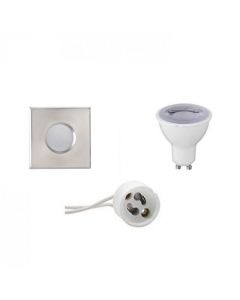 LED Spot Set - GU10 Fitting - Waterdicht IP65 - Dimbaar - Inbouw Vierkant - Mat Chroom - 6W - Helder/Koud Wit 6400K - 82mm