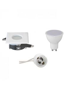 LED Spot Set - GU10 Fitting - Waterdicht IP65 - Inbouw Vierkant - Mat Wit - 8W - Helder/Koud Wit 6400K - 82mm