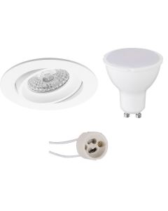 LED Spot Set - Pragmi Delton Pro - GU10 Fitting - Inbouw Rond - Mat Wit - 4W - Warm Wit 3000K - Kantelbaar - Ø82mm