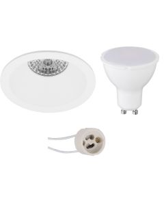 LED Spot Set - Pragmi Pollon Pro - GU10 Fitting - Inbouw Rond - Mat Wit - 4W - Warm Wit 3000K - Verdiept - Ø82mm