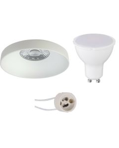 LED Spot Set - Pragmi Vrito Pro - GU10 Fitting - Inbouw Rond - Mat Wit - 4W - Warm Wit 3000K - Ø82mm