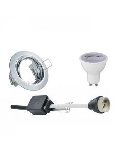 LED Spot Set - Trion - GU10 Fitting - Dimbaar - Inbouw Rond - Glans Chroom - 6W - Helder/Koud Wit 6400K - Kantelbaar Ø83mm