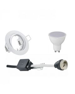 LED Spot Set - Trion - GU10 Fitting - Inbouw Rond - Mat Wit - 6W - Warm Wit 3000K - Kantelbaar Ø83mm