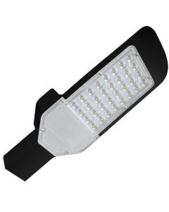 LED Straatlamp - Orny - 30W - Helder/Koud Wit 6400K - Waterdicht IP65 - Mat Zwart - Aluminium