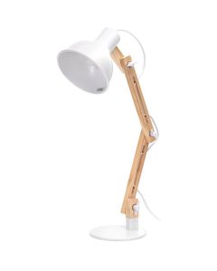 LED Tafellamp - Tafelverlichting - Aigi Julia - E27 Fitting - Rond - Mat Wit/Bruin - Hout