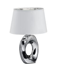 LED Tafellamp - Tafelverlichting - Trion Tibos - E14 Fitting - Rond - Mat Zilver - Keramiek