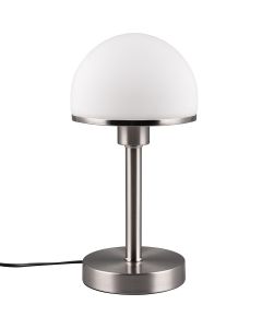 LED Tafellamp - Tafelverlichting - Trion Toas - E27 Fitting - Rond - Mat Nikkel - Metaal 1