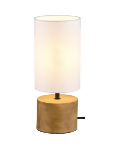 LED Tafellamp - Tafelverlichting - Trion Wooden - E14 Fitting - Rond - Mat Wit - Hout