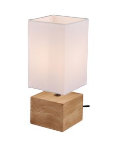 LED Tafellamp - Tafelverlichting - Trion Wooden - E14 Fitting - Vierkant - Mat Wit - Hout 