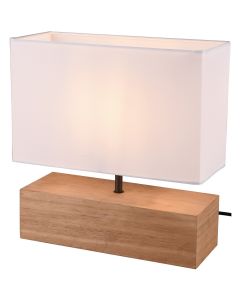 LED Tafellamp - Tafelverlichting - Trion Wooden - E27 Fitting - Rechthoek - Mat Wit - Hout