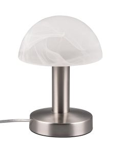 LED Tafellamp - Trion Nini - E14 Fitting - 1 lichtpunt - Mat Nikkel - Metaal - Wit Geborsteld Glas 1