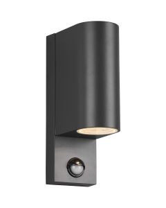 LED Tuinverlichting met Bewegingssensor - Buitenlamp - Trion Royinda Up and Down - GU10 Fitting - Spatwaterdicht IP44 - Rond - Mat Antraciet - Aluminium