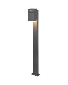 LED Tuinverlichting met Bewegingssensor - Staande Buitenlamp - Trion Avirma - 7W - Warm Wit 3000K - Rechthoek - Mat Zwart - Aluminium - 100cm