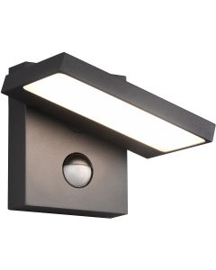 LED Tuinverlichting met Bewegingssensor - Wandlamp Buitenlamp - Trion Ihson - 8W - Warm Wit 3000K - Draaibaar - Vierkant - Mat Antraciet - Aluminium