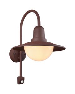 LED Tuinverlichting met Bewegingssensor - Wandlamp Buitenlamp - Trion Nomina - E27 Fitting - Rond - Roestkleur - Aluminium