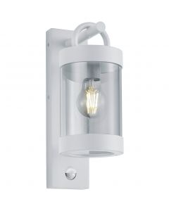 LED Tuinverlichting met Bewegingssensor - Wandlamp Buitenlamp - Trion Semby - E27 Fitting - Rond - Mat Wit - Aluminium