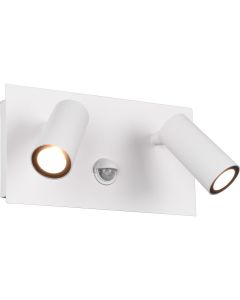 LED Tuinverlichting met Bewegingssensor - Wandlamp Buitenlamp - Trion Sonei - 6W - Warm Wit 3000K - 2-lichts - Rechthoek - Mat Wit - Aluminium