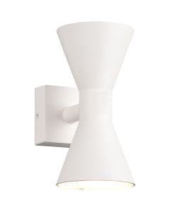 LED Tuinverlichting - Wandlamp Buitenlamp - Trion Ardis Up and Down - GU10 Fitting - Spatwaterdicht IP44 - Rond - Mat Wit - Aluminium