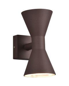 LED Tuinverlichting - Wandlamp Buitenlamp - Trion Ardis Up and Down - GU10 Fitting - Spatwaterdicht IP44 - Rond - Roestkleur - Aluminium