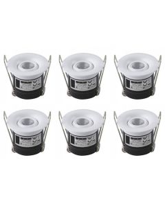 LED Veranda Spot Verlichting 6 Pack - Inbouw Rond 1W - Natuurlijk Wit 4200K - Mat Wit Aluminium - Ø41mm