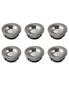 LED Veranda Spot Verlichting 6 Pack - Inbouw Rond 3W - Natuurlijk Wit 4200K - Mat Chroom Aluminium - Ø48.5mm