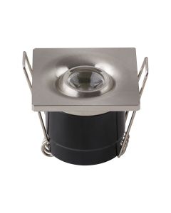 LED Veranda Spot Verlichting - Inbouw Vierkant 1W - Natuurlijk Wit 4200K - Mat Chroom Aluminium - 40mm