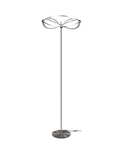 LED Vloerlamp - Trion Charis - 31W - Warm Wit 3000K - Dimbaar - Rond - Mat Nikkel - Aluminium