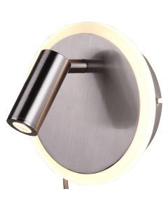 LED Wandlamp - Trion Jodan - 7W - Warm Wit 3000K - Rond - Mat Nikkel - Aluminium