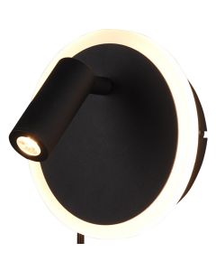 LED Wandlamp - Trion Jodan - 7W - Warm Wit 3000K - Rond - Mat Zwart - Aluminium