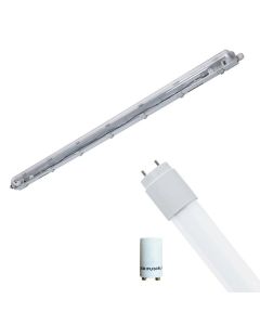 LED Waterdichte TL Armatuur met T8 Buis - Velvalux Strela - 120cm - Enkel - Koppelbaar - Waterdicht IP65 - 16W - Helder/Koud Wit 6400K