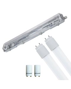 LED Waterdichte TL Armatuur met T8 Buizen - Velvalux Strela - 60cm - Dubbel - Koppelbaar - Waterdicht IP65 - 16W - Natuurlijk Wit 4200K