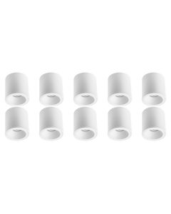 Opbouwspot 10 Pack - Pragmi Cliron Pro - GU10 Fitting - Opbouw Rond - Mat Wit - Aluminium - Verdiept - Ø90mm