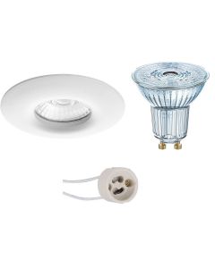 OSRAM - LED Spot Set - Parathom PAR16 927 36D - Pragmi Luno Pro - Waterdicht IP65 - GU10 Fitting - Dimbaar - Inbouw Rond - Mat Wit - 3.7W - Warm Wit 2700K - Ø82mm