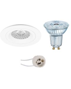 OSRAM - LED Spot Set - Parathom PAR16 927 36D - Pragmi Rodos Pro - GU10 Fitting - Dimbaar - Inbouw Rond - Mat Wit - 3.7W - Warm Wit 2700K - Ø93mm