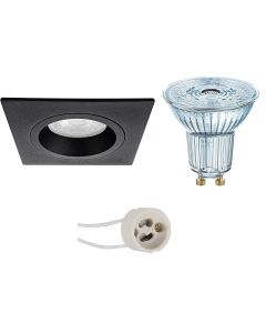 OSRAM - LED Spot Set - Parathom PAR16 927 36D - Pragmi Rodos Pro - GU10 Fitting - Dimbaar - Inbouw Vierkant - Mat Zwart - 3.7W - Warm Wit 2700K - 93mm