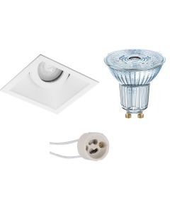 OSRAM - LED Spot Set - Parathom PAR16 927 36D - Pragmi Zano Pro - GU10 Fitting - Dimbaar - Inbouw Vierkant - Mat Wit - 3.7W - Warm Wit 2700K - Kantelbaar - 93mm