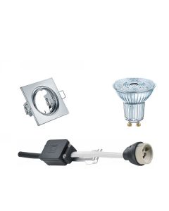 OSRAM - LED Spot Set - Parathom PAR16 940 36D - GU10 Fitting - Dimbaar - Inbouw Vierkant - Glans Chroom - 5.5W - Natuurlijk Wit 4000K - Kantelbaar 80mm