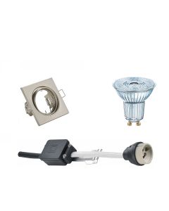 OSRAM - LED Spot Set - Parathom PAR16 940 36D - GU10 Fitting - Dimbaar - Inbouw Vierkant - Mat Nikkel - 3.7W - Natuurlijk Wit 4000K - Kantelbaar 80mm