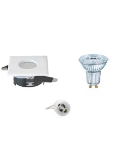 OSRAM - LED Spot Set - Parathom PAR16 930 36D - GU10 Fitting - Waterdicht IP65 - Dimbaar - Inbouw Vierkant - Mat Wit - 3.7W - Warm Wit 3000K - 82mm