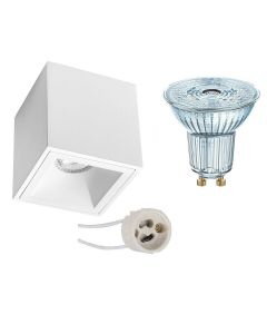 OSRAM - Opbouwspot Set - Parathom PAR16 927 36D - Pragmi Cliron Pro - GU10 Fitting - Dimbaar - Opbouw Vierkant - Mat Wit - 3.7W - Warm Wit 2700K - Verdiept - 90mm