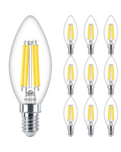 PHILIPS - LED Lamp E14 10 Pack - MASTER Value LEDcandle E14 Filament Helder 3.4W 470lm - 927 Zeer Warm Wit 2700K - Beste Kleurweergave - Dimbaar | Vervangt 40W