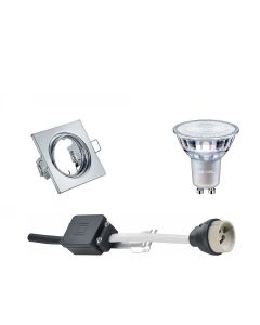 PHILIPS - LED Spot Set - MASTER 927 36D VLE DT - GU10 Fitting - Dimbaar - Inbouw Vierkant - Glans Chroom - 3.7W - Warm Wit 2700K - Kantelbaar 80mm