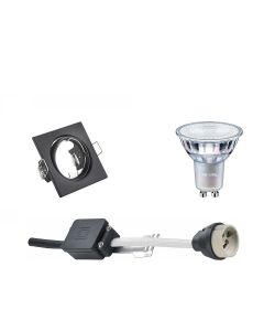 PHILIPS - LED Spot Set - MASTER 927 36D VLE DT - GU10 Fitting - Dimbaar - Inbouw Vierkant - Mat Zwart - 4.9W - Warm Wit 2700K - Kantelbaar 80mm