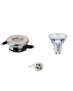 PHILIPS - LED Spot Set - MASTER 927 36D VLE DT - GU10 Fitting - Waterdicht IP65 - Dimbaar - Inbouw Rond - Mat Chroom - 3.7W - Warm Wit 2700K - Ø82mm