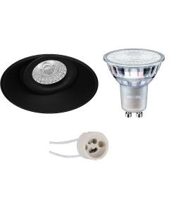 PHILIPS - LED Spot Set - MASTER 927 36D VLE - Pragmi Nivas Pro - GU10 Fitting - DimTone Dimbaar - Inbouw Rond - Mat Zwart - 3.7W - Warm Wit 2200K-2700K - Trimless - Kantelbaar - Ø150mm