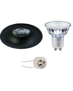 PHILIPS - LED Spot Set - MASTER 927 36D VLE - Pragmi Nora Pro - GU10 Fitting - DimTone Dimbaar - Inbouw Rond - Mat Zwart - 3.7W - Warm Wit 2200K-2700K - Ø82mm