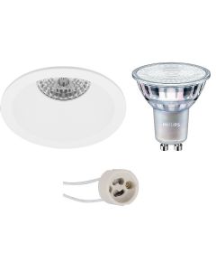 PHILIPS - LED Spot Set - MASTER 927 36D VLE - Pragmi Pollon Pro - GU10 Fitting - DimTone Dimbaar - Inbouw Rond - Mat Wit - 3.7W - Warm Wit 2200K-2700K - Verdiept - Ø82mm